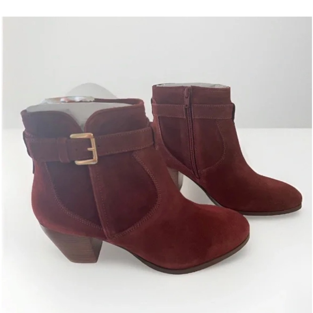 Diba sleek booties burgundy suede ankle boots - Picture 9 of 15